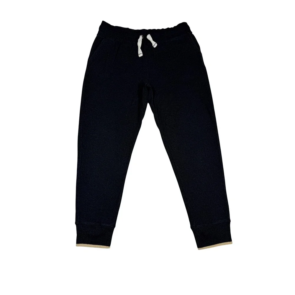 Faherty women's Navy Knit Jogger Pants Textured Drawstring Sweatpants Size L